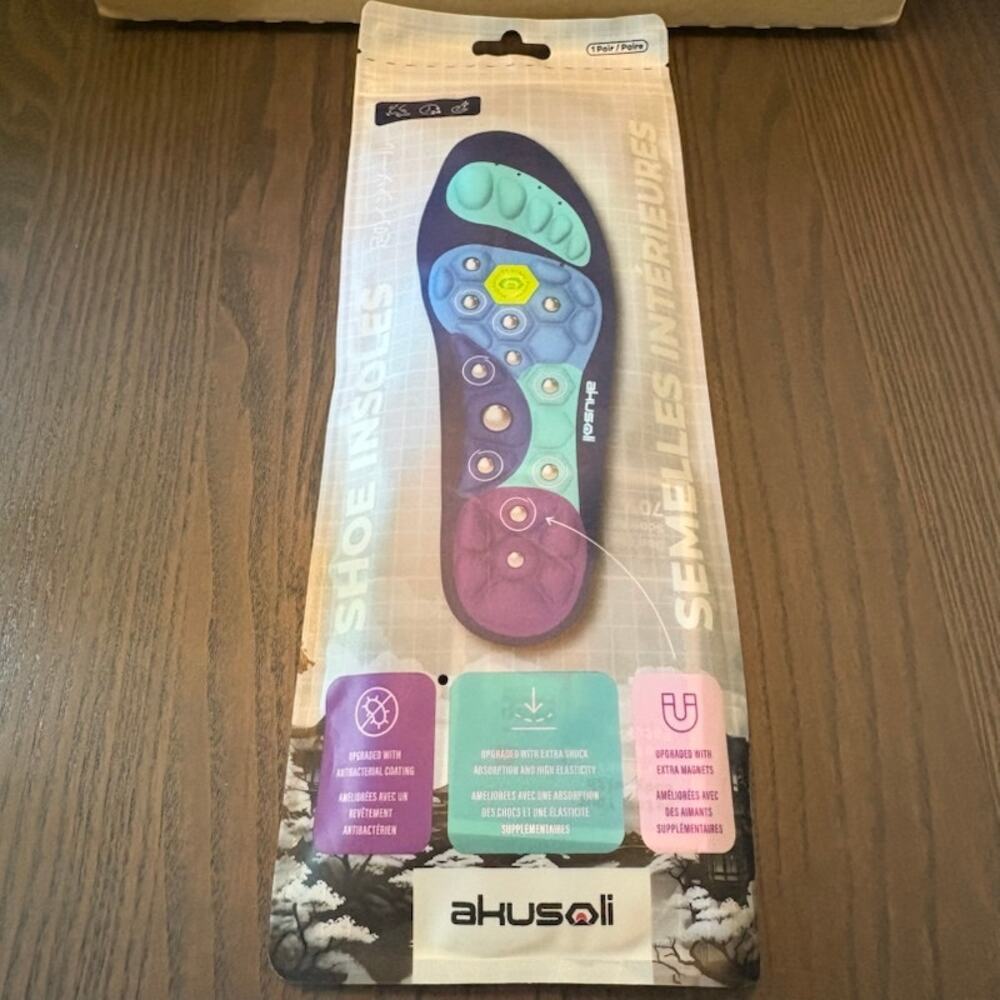 Akusoli Unisex Adult L/XL Magnetic Acupressure Insoles - US M 8.5-13/W 10.5-12